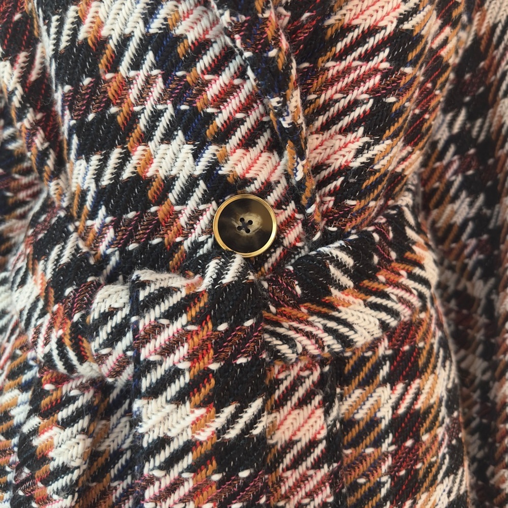 CAbi Plaid Wool Fringe Belted Coat Multicolor Size M - Picture 13 of 15